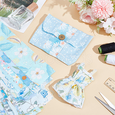 Flower Pattern Cotton Fabrics DIY-WH0588-11B-1