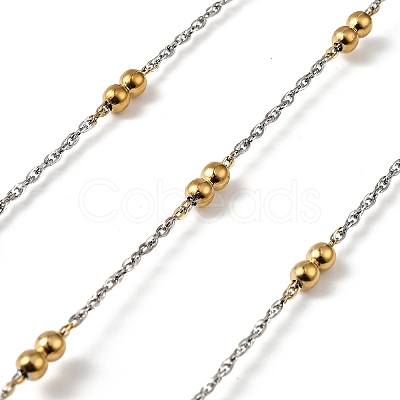 304 Stainless Steel Double Beads Cable Chains CHS-K022-01B-GP-1