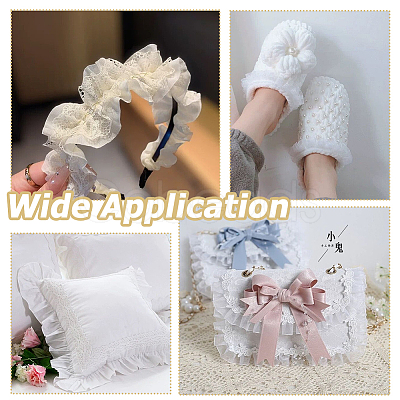 Nylon Elastic Pleated Lace Ribbon OCOR-WH0003-070B-1