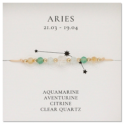 Natural stone constellation bracelet with 12 zodiac signs X-NR2952-1-1