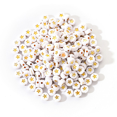 White Opaque Acrylic Beads PACR-YW0001-04A-1