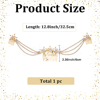 Alloy Rhinestone Hair Combs MRMJ-WH2007-031G-1