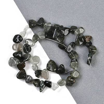 Natural Green Rutilated Quartz Nuggets Beads Strands G-B125-A14-01-1