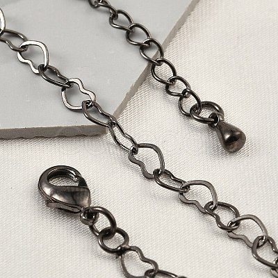 Brass Heart Link Bracelets for Women BJEW-G735-07B-1