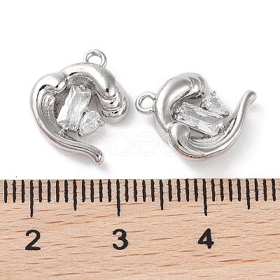 Brass Micro Pave Clear Cubic Zirconia Charms KK-G491-30P-1