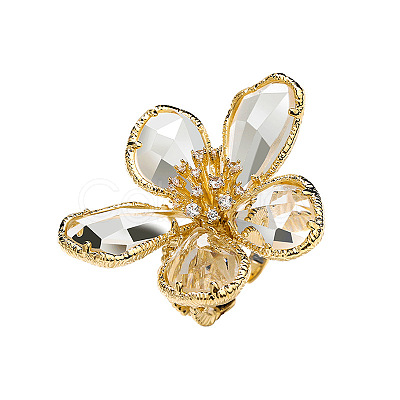 Alloy & Rhinestone/Synthetic Quartz Cuff Rings FS-WGD97BC-03-1