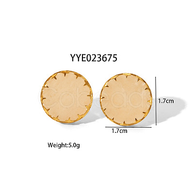 Flat Round Natural Rose Quartz Earrings MO9107-2-1