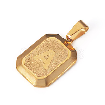 1Pc Stainless Steel Rectangle with Letter Pendants NJEW-TA0001-22A-1