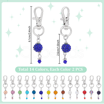 28Pcs 14 Colors Rhinestone Pave Disco Ball and Bicone Glass Dress Zipper Helper HJEW-PH01984-1