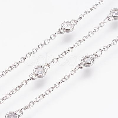 Handmade Brass Cubic Zirconia Chains CHC-P0005-04P-1