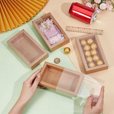 Cardboard Drawer Gift Storage Boxes with Clear Cover CON-WH0092-72C-03-1
