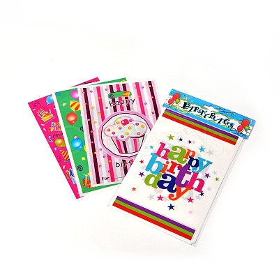 Mixed Printed Rectangle PE Material Plastic Bags for Birthday Party AJEW-J029-14-1