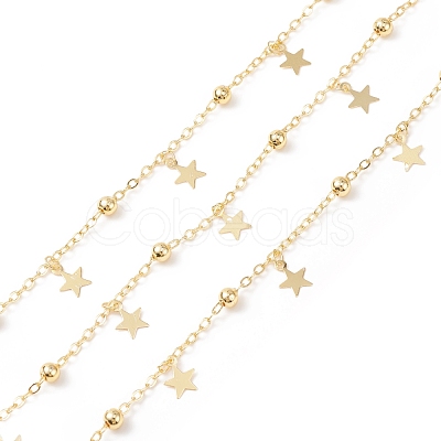 Brass Satellite Chains with Star Charms CHC-P009-05G-1