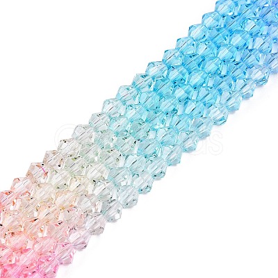 Gradient Color Baking Paint Glass Bead Strands X-DGLA-A039-T6mm-A08-1