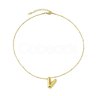 Ion Plating(IP) Initial Letter 304 Stainless Steel Pendant Necklace NJEW-R265-05G-V-1