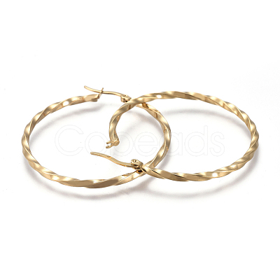 201 Stainless Steel Hoop Earrings EJEW-A054-06D-G-1