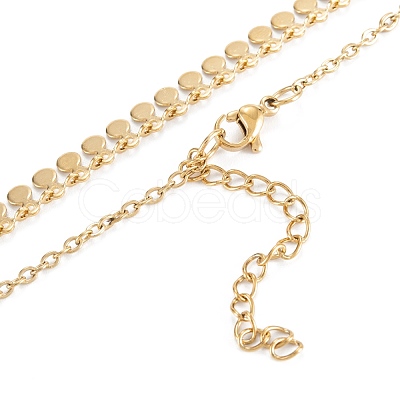 PVD Vacuum Plating 304 Stainless Steel Flat Round Pendant Necklaces NJEW-M187-02G-1
