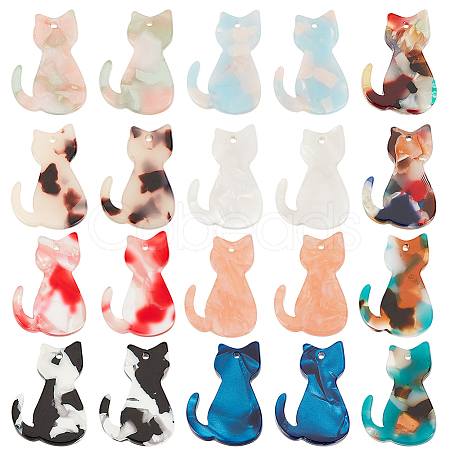 20Pcs 10 Colors Opaque Cellulose Acetate(Resin) Pendants RESI-PH0001-82-1