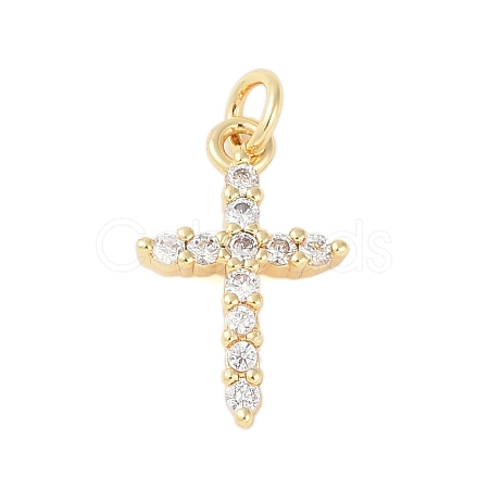 Rack Plating Brass Micro Pave Clear Cubic Zirconia Pendants KK-Z060-04G-02-1