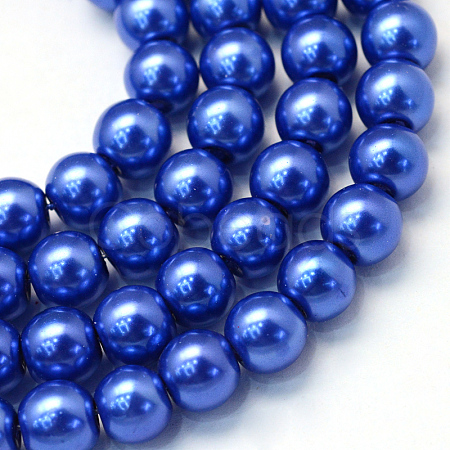 Baking Paint Pearlized Glass Pearl Round Bead Strands HY-Q003-6mm-28-1