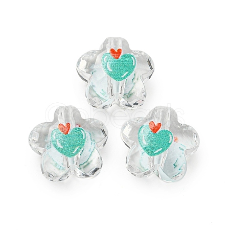 Transparent Printed Acrylic Beads OACR-H124-07-1