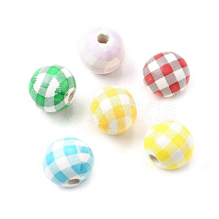 Printed Schima Wood Beads WOOD-L022-01A-1