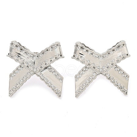 Bowknot Brass Micro Pave Cubic Zirconia Stud Earrings for Women EJEW-P275-06P-1