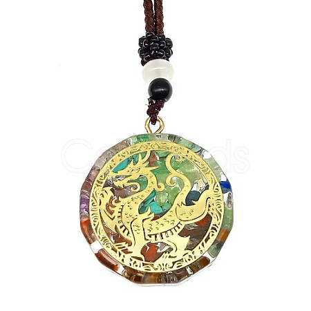 Orgonite Chakra Natural & Synthetic Mixed Stone Pendant Necklaces PZ4674-03-1