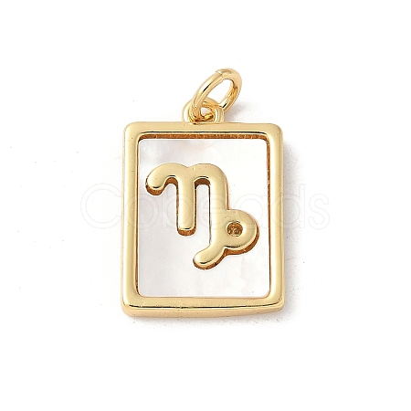 Brass Pave Natural White Shell Pendants KK-S522-09G-H-1