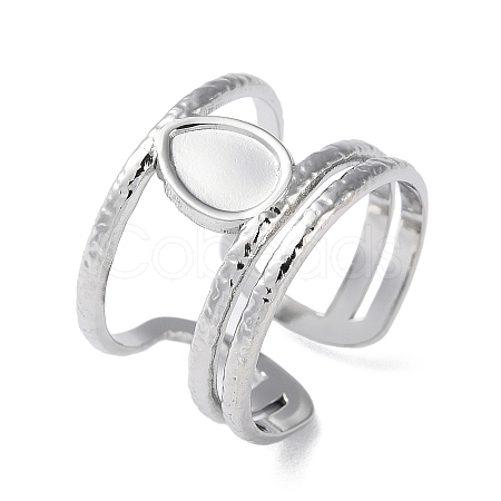 Non-Tarnish 304 Stainless Steel Open Cuff Ring Components STAS-Q308-06P-1