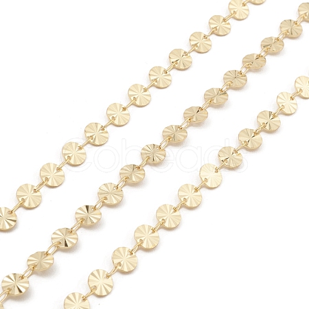 Brass Flat Round Link Chains CHC-M025-32G-1