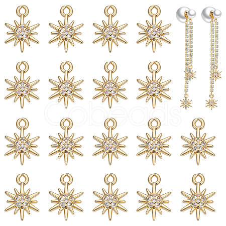 20Pcs Brass Glass Charms KK-BC0014-95-1