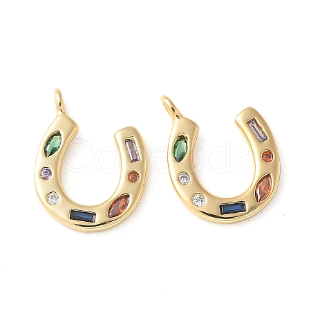 Brass Micro Pave Colorful Cubic Zirconia Charms X-KK-Q031-40G-02-1