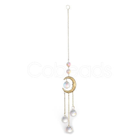 Glass Teardrop Big Pendant Decorations HJEW-M005-05B-G-1