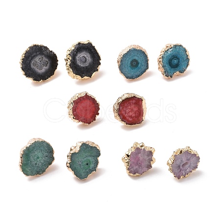 Natural Dyed Quartz Stud Earrings EJEW-P166-B-1