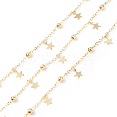 Brass Satellite Chains with Star Charms CHC-P009-05G-1
