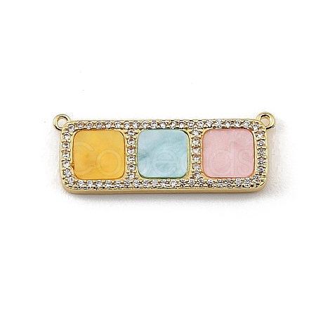 Brass Micro Pave Clear Cubic Zirconia Connector Charms CU-CBA30E8-01G-A08-1