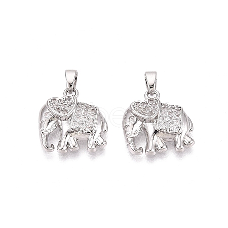 Brass Micro Pave Clear Cubic Zirconia Pendants KK-Q073-04P-1