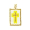 Handmade MIYUKI Japanese Seed Loom Pattern Seed Beads, Rectangle with Cross Pendants, Yellow, 30~30.5x16x2mm, Hole: 2.5mm