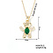 Brass Emerald Rhinestone Cute Bear Pendant Necklaces for Women, Golden, 15.75 inch(400mm)