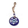 Flat Round with Evil Eye Lampwork Pendant Decoration HJEW-Z005-01I-1