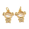 Brass Micro Pave Clear Cubic Zirconia Charms ZIRC-A021-52G-1