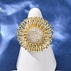 Brass Micro Pave Cubic Zirconia Cuff Open Rings RJEW-F204-04G-1
