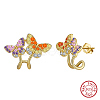 925 Sterling Silver Micro Pave Cubic Zirconia Stud Earrings EJEW-K284-06G-1