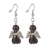 Synthetic Turquoise Skull with Wings Dangle Earrings EJEW-JE04944-03-1