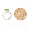 Flower Flat Round Millefiori Glass Adjustable Ring RJEW-JR00407-8