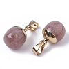 Top Golden Plated Natural Strawberry Quartz Pendants G-T131-03I-3