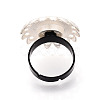 Adjustable Flower Alloy & Iron Bezel Cup Ring Base with Rotatable Tray MAK-T012-08S-3