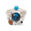 Planet Natural Tiger Eye Finger Rings RJEW-TA00165-04-2