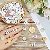 2 Bags 2-Hole Printed Wooden Buttons BUTT-SP0001-21-3